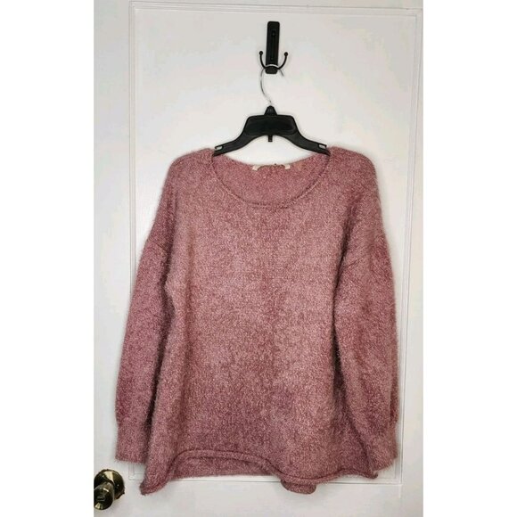 Soft Surroundings Mauve Pink Fuzzy Soft Eyelash Metallic Sweater Top Size Large - Picture 1 of 4